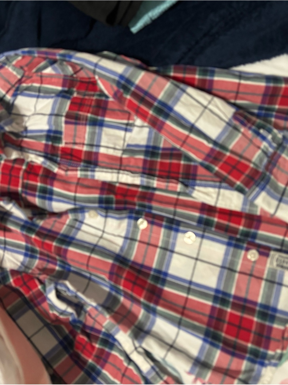 OshKosh B'gosh Red, Blue & Green Plaid Button Shirt